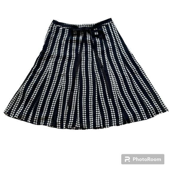 Polka Dot Midi Skirt Women’s Sz 8 100% Silk Bow Coquette Whimsy Goth Fairy Prep - Picture 1 of 9